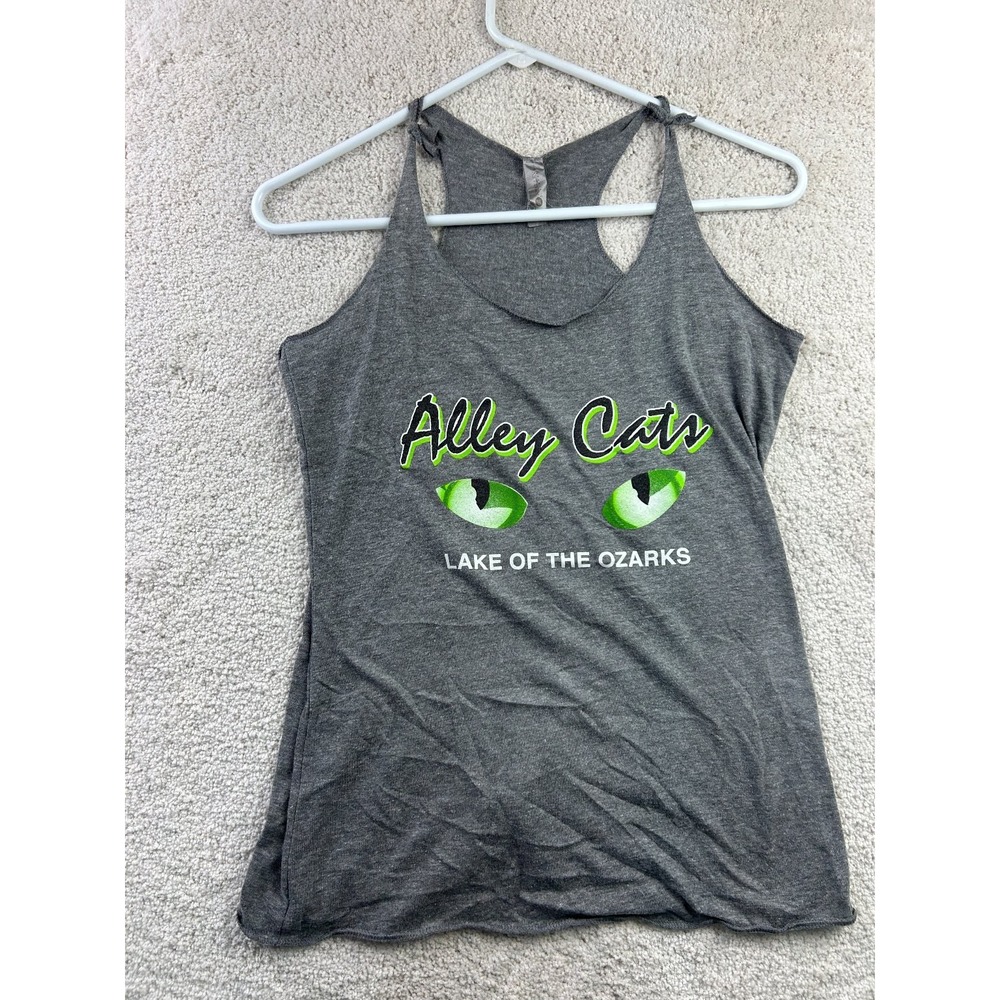 Next Level Women's Tie Strap Tank Top Small Gray Cotton Blend